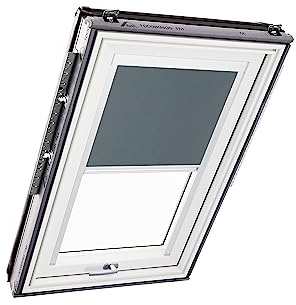 Roto Estor Opaco Original ZRV, oscurecimiento Casi Completo, riel de guía Blanco, Serie Designo R6/R8, i8 y Classic 64/84, tamaño 054/098 | 05/09, Color Gris Oscuro