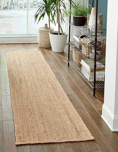 Avgari Creation Rectangle Rug 100% Natural Beige Jute handmade carpet modern living runner area rugs, Indoor & Outdoor Home Decor (60 x 90 cm)