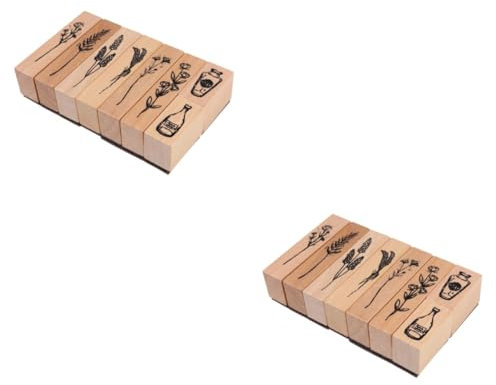 VILLCASE 2stücke Retro Holzstempel Set Mit Pflanzen Und Blumenmotiven Dekorative Werkzeuge Für Bastelprojekte Scrapbooking Kartenherstellung Und Tagebuchgestaltung Langlebig Und