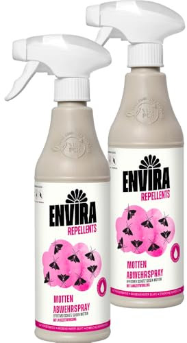 Envira Motten Abwehrspray 2 x 500 ml - Spray mit Langzeitwirkung gegen Motten, Kleidermotten & Lebensmittelmotten - Mottenschutz für Kleiderschrank - Mittel gegen Motten in der Wohnung (PT19)