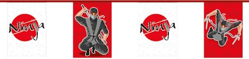 Manga Ninja Bunting 3 m for Children's Birthday Parties and Parties Karate Fighter Children's Birthday Garland Bunting Flag Party Chain