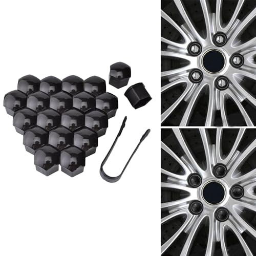 HENAC 20 stück Auto Radschraubenkappen füR Maserati Ghibli GranTurismo Levante Quattroporte, Radmuttern Staubschutz Kappen ZubehöR Radbolzen Schutz Cover Diebstahlschutz,A/Black-19mm