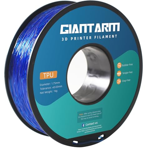 GIANTARM TPU Filament 1,75 mm für 3D-Drucker 1kg, Transparent Blau