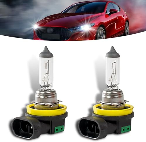 Flygun 2 PCS Car H11 Halogen Bulb, 12V 55W Precise Filament Super Bright Anti-fog Low Beam Lights, with UV Resistant Quartz Glass Bulb, Universal Plug and Play Bulb Replacement for Car (White)