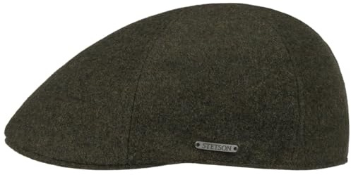 Stetson Texas Wool Gatsby Cap Schirmmütze meliert einfarbig Herren Herbst Winter Oliv S (54-55 cm)