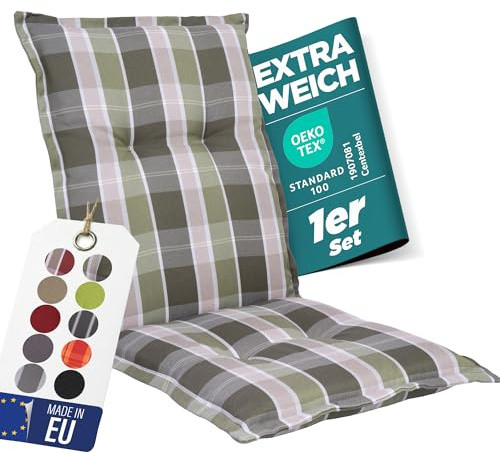 gardisun Gartenstuhlauflagen Niedriglehner, 1er Set, Grün kariert