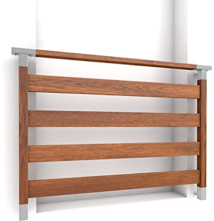Classic 4 Französischer Balkon Aluminium Edelstahl Stabgeländer Balkongitter Fenstergitter (1, Golden oak, 180x100cm)