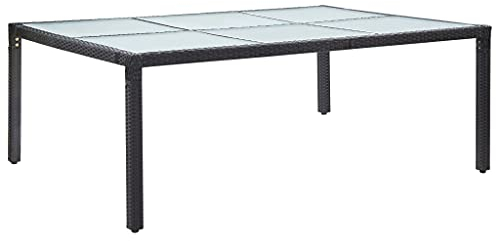 Chaduof Garten-Esstisch, Tisch Balkon, Gartentisch, Balkontisch, Küchentisch, Garden Table, Terrassentisch, Schwarz 200x150x74 cm Poly Rattan