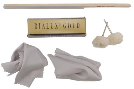 Dialux Gold - Pâte à polir solide, pain de 100g, pour la super-finition des métaux précieux, bijoux, convient aussi pour les plastiques haut de gamme, très haute brillance (Avec accessoires)