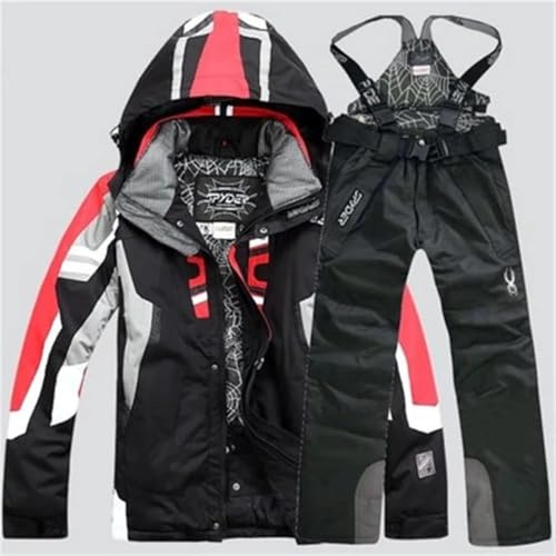 GXQFF Herren-Skianzug, Skijacke Und Hose, Skisport Dick 2-teiliger Schneeanzug, Lässig Im Freien Wind- Für Outdoor-Schnee-Skijacke Und Hosen-Set-B||M