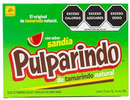 Pulparindo - Pulparindo Original Mexicano Sabor a Sandía - Boemy by De La Rosa – Chuches – Caramelos – Bocadillo de Tamarindo con Sabor a Sandía - 20 piezas 14gr.