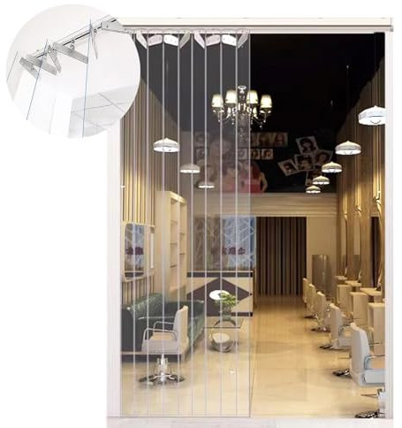 PVC-Streifenvorhang, PVC-Türvorhang mit glattem Kunststoffstreifen, transparenter, faltbarer, gestreifter PVC-Türvorhang(60x210cm/23.62x82.68in)
