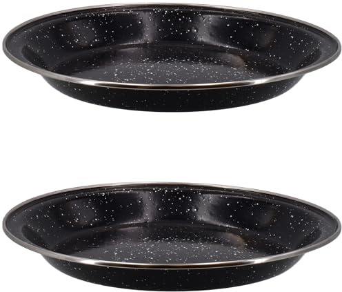 Quickdraw 2 x Enamel Camping Plates – Durable 24cm Lightweight Metal Plate with Enamelled Coating & Stainless Steel Rim – Ideal for Camping, Hiking, Travel, Outdoor Kitchen