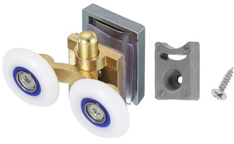 sourcing map Roulettes doubles pour porte de douche 25 mm avec fond en cuivre