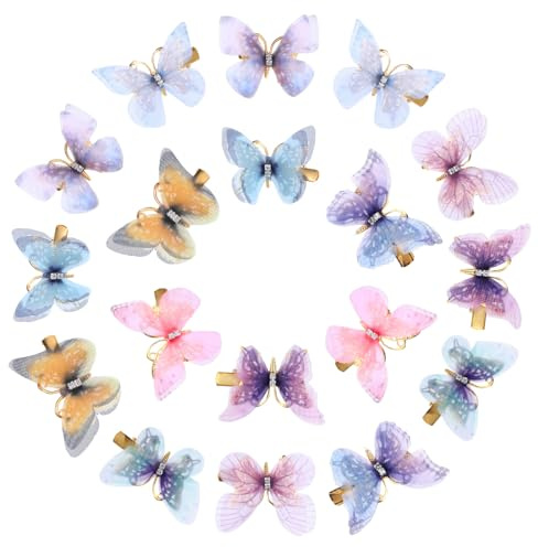 18 Stück Schmetterling Haarspangen, Haarschmuck, Haarspange, Haar Accessoires, Schmetterling Haarklammer Klein (Blua)