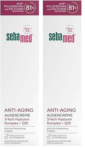 SEBAMED Anti-Aging Augencreme Q10, Augenpflege mit Hyaluronsäure & Phyto-Peptiden, gegen Falten und Augenringe, für Männer und Frauen, Faltenglättung bei 81%* bestätigt