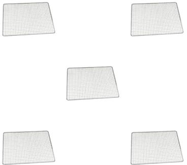 Timcryxient 5er-Set Edelstahl-Grillrost, feuchtigkeitsbeständig, geschweißt, waschbar, wiederverwendbar, rostfrei, verzinkt, Picknick-Grill, Netz-Werkzeug, 50 x 38 cm