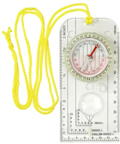Boussole Randonnée, Mini Boussole Militaire, avec Loupe et Graduation, Étanche avec Marquage Lumineux Boussole Survie pour Lecture de la Carte d'Expédition, Navigation, Camping, Sport de Plein Air