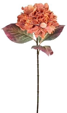 Seidenblumen Roß Herbst-Hortensie 65cm HB Kunstblumen künstliche Blumen Blumen Dekoblume (Terracotta-Orange)