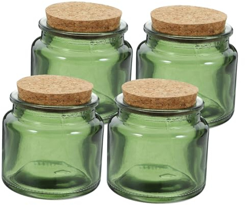 Copa de Vela de Vidrio 100ml, Juego de 4, Verde Claro