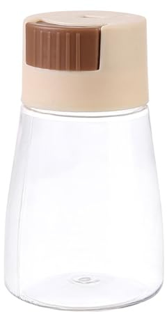 Salero, dispensador de botella de sal de plástico de 11 cm/4,3 pulgadas, dispensador de especias cuantitativo multifuncional, botella de condimento para picnic, cocina, camping (beige)