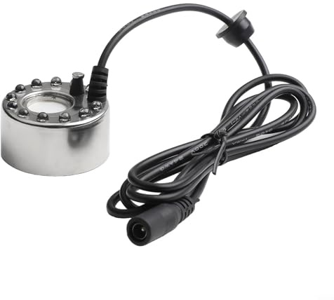 Umidificatore per nebbia con 12 luci LED e foglio di atomizzazione alto 20 mm, DC24 V per interni o esterni, fontana paesaggistica per stagni e giardini rocciosi, decorazione per fontane d'acqua
