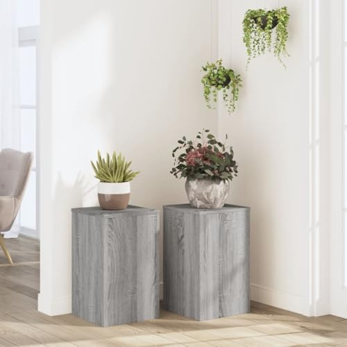 Frdhee Balkon Deko Blumentisch,Pflanzenständer 2 Stk. Grau 30x30x50 cm Holzwerkstoff,Blumenregal für Wohnzimmer Balkon Schlafzimmer