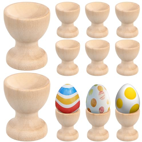 Hemobllo 24 Stück Eierbecher Holz Unbehandelt, Natürliche Eierhalter zum Bemalen und Basteln, DIY Ostereier Ständer Tischdeko, Holzbecher für Frühstückseier und Kinder Ostern Geschenke