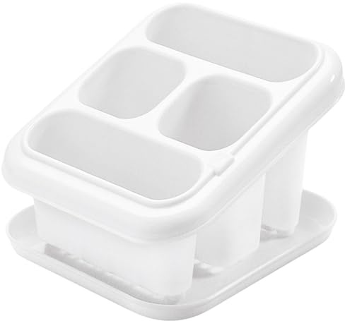 EffeDecor Scolaposate da Appoggio Cucina in Plastica Con Vano Raccogli Goccia Porta Utensili con Scomparti Bianco Made in Italy 16x18xH13 cm