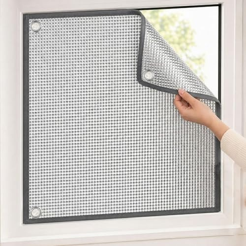 Dachfenster Sonnenschutz Innen Hitzeschutz mit Saugnäpfen, Fensterfolie Blickdicht Verdunkelung Thermo Isolierfolie, Sonnenschutzfolie ohne Kleber für Dachboden UV Schutz(Grau,40x70cm)