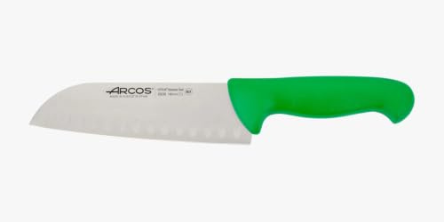 Arcos Couteau Santoku Alvéoles - Acier Inoxydable Nitrum 18 cm - Pour Viande, Poisson et Légumes - Manche Polypropylène Vert - Série 2900 | Pour viande, poisson et légumes. Manche en polypropylène. Série 2900. Couleur verte.
