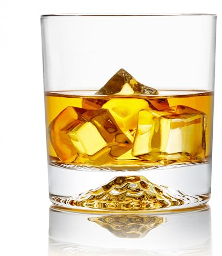 MOFADO Kristall-Whiskyglas, klassisch, 355 ml, mundgeblasenes Kristall, Whiskytumbler mit dickem beschwerten Boden, perfekt für Scotch, Bourbon und Old Fashioned-Cocktails, Set mit 2 Stück