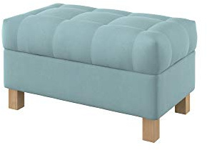 Furninero - Raffinierte gepolsterter Sitzbank Sitzhocker Sitzruhe Betthocker Ottomane, mit Stauraum, Quadratische Beine, 80 cm breit, Majestic Velvet Light Blue Stoff (Licht zu reinigende), Blau