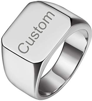 Custom4U Personnalisé Prénom Chevalière Homme Acier Inoxydable, Bagues Prénom Gravé Taille 54-72 Bijoux Gothique Homme Papa