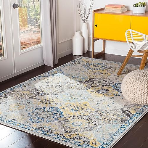 Livabliss Sicily Tappeto Vintage Tappeto Per Soggiorno, Corridoio, Cucina Tappeti Orientale, Classico, leggera Manutenzione Pelo Corto, Ampio 120x170 cm, Blu, Senape, Nero
