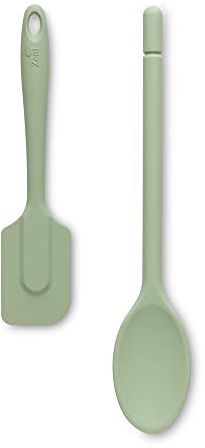 Zeal JSET4G Non-Stick Silicone Cooks Spoon & Spatula 2-Piece Set-Sage Green