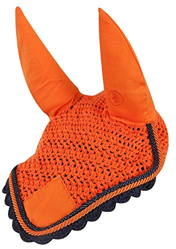 BR Fliegenohren/Fliegenhaube Event gehäkelte Baumwolle Zierkordel (Warmblut, Sunset Orange)