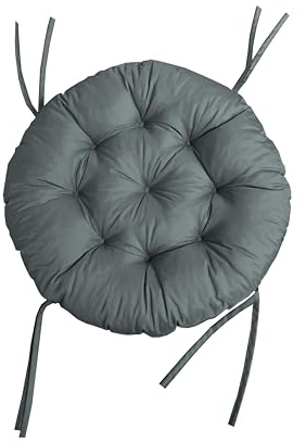 chilly pilley Papasansessel Rundkissen RundRattansessel Auflage Sesselkissen Gartenkissen Sitzkissen Garten Kissen Gesteppt mit Schlaufen (110cm, Grau)