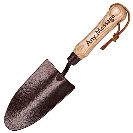 Gift Base Personalised Custom Engraved Gardening Hand Trowel Any Message Text Wooden