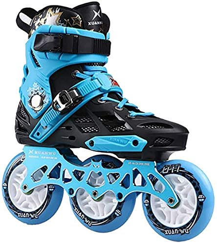 LQ Patines en Línea Profesional de Patines en línea Patines Adolescente Niño Adultos, tamaños Ajustables Mujeres Patines en línea de Tres Ruedas Grandes, 3 Colores (Color : Blue, Size : EU40)
