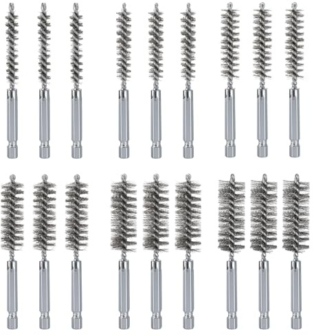 18pcs Wire Bore Brush Set with 1/4 Hex Shank for Power Drill - 6 Size (8/10/12/15/17/19mm)