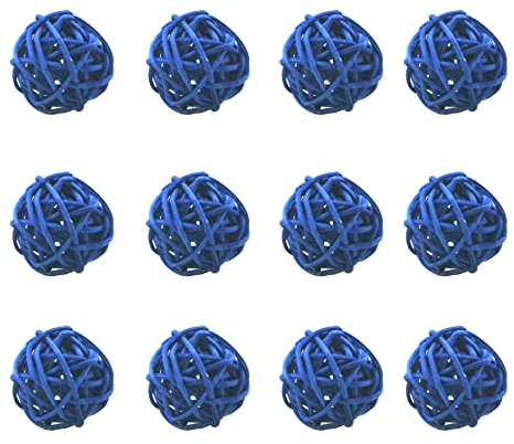 12 Stück Dekorative Rattankugeln Aus Korbgeflecht, Für Vasenfüller, Raumduftzubehör, Haustierspielzeug (Durchmesser 4 cm, Blau)
