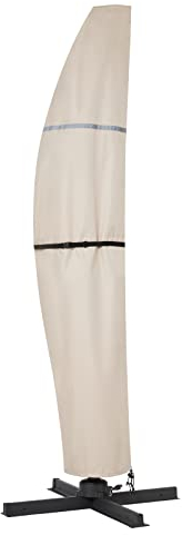 Mondeer Sonnenschirm Schutzhülle, Ampelschirm Schutzhülle, Sonnenschirmhülle, Sonnenschirm Abdeckung 2 bis 3m, Reflexstreifen, Oxford UV-Anti Wetterfeste Schneesicher, Beige, 250x20/60/50cm