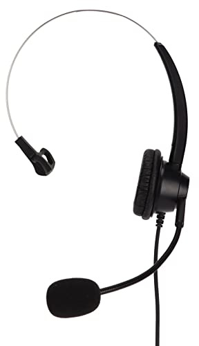 Telefonheadset Callcenter med Sladd Ensidig Hörlurar Mono med Brusreducerande Mikrofon och 4-stifts 3,5 Mm Jack Armbågshuvud VOIP-telefonheadset för Telefonrådgivningstjänster, Sjukhus, Försäkringar,