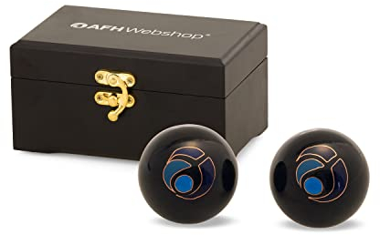 QiGong Kugeln Klangkugeln mit Premium-Therapie Logo Handbemalt in schwarzer Geschenkbox