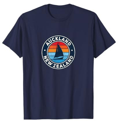 Auckland New Zealand Vintage Segelboot Retro 70er Jahre T-Shirt