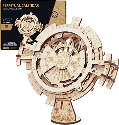 ROWOOD Puzzle 3D en Bois Calendrier Perpétuel Entraînement par Engrenage, Bricolage Maquette en Bois a Construire pour Adultes, Cadeau d'anniversaire/de Noël