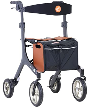 FabaCare Leichtgewichtrollator Carbon F1, Carbonrollator, leicht, faltbarer Rollator mit Wendesitz, Sitzhöhe: 60 cm