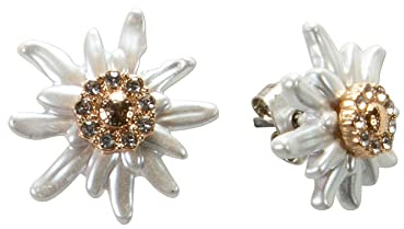 Alpenflüstern DOR054 - Orecchini per costume tradizionale bavarese, con strass, colore: Bianco