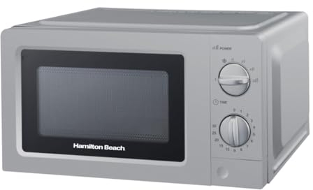 Hamilton Beach Microwave, 20L, 700W, Standard, Manual Controls, 6 Power Levels, Speedy Defrost, 30-Min Timer, Compact Design for Small Kitchens, Silver - HB70T20S